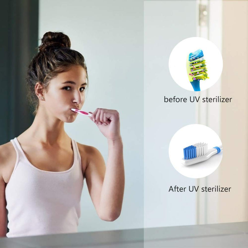 OOCOME Portable Deep UV Toothbrush Sanitizer Case Toothbrush Sanitizer Holder Organizer Case Toothbrush Cleaner Holder with Sticker free Punching for Travel and Family Use (Black) Black - NewNest Australia