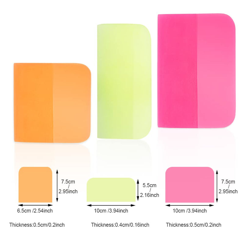 3 Pcs PPF Squeegee Soft Silicone Rubber Scraper, Anti-Scratch TPU Coating Scraper for Car Vinyl Paint Protection Film Installation, Vinyl Wrap and Window Tint Windshield Glass Cleaning Squeegee Tool 3 Colors - NewNest Australia