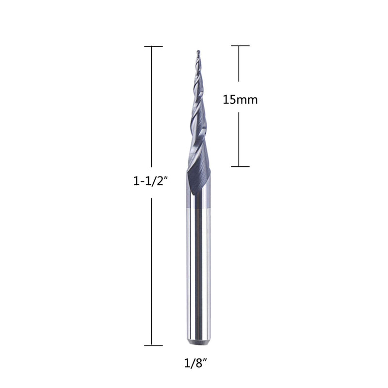 SpeTool 5Pcs Tapered Ball Nose Carving End Mill 1/8 inch Shank 0.25MM Radius (0.5MM Diameter) Tips 3D Woodworking Tool CNC Router Bits R=0.25mm - NewNest Australia