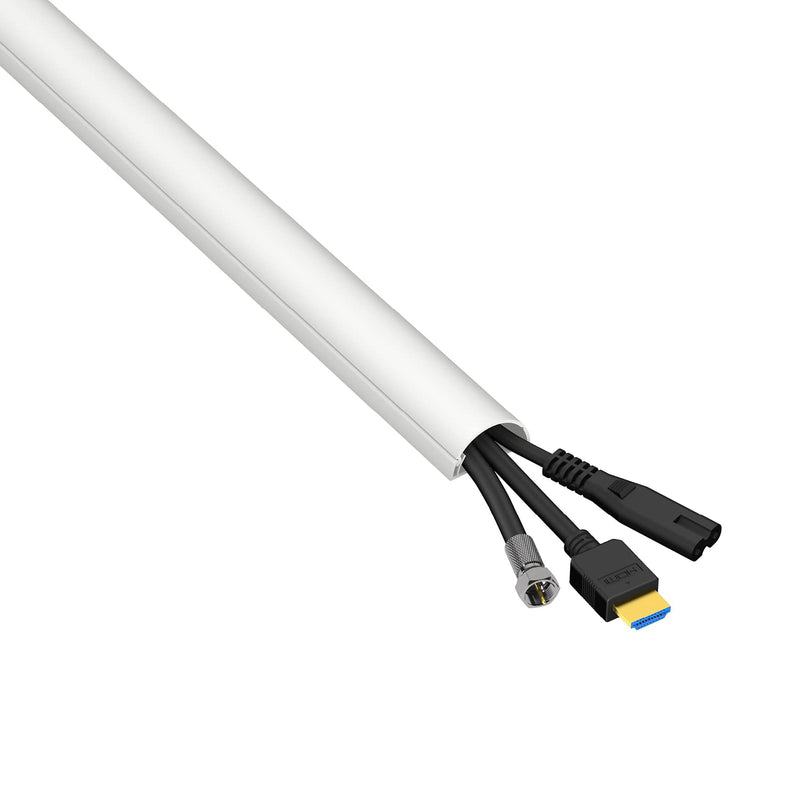 D-Line Medium Cord Cover | Decorative Cable Raceway | White | 39 Inch Length | Hinged One-Piece, Half-Round Design | Paintable | Self Adhesive Wire Hider - NewNest Australia