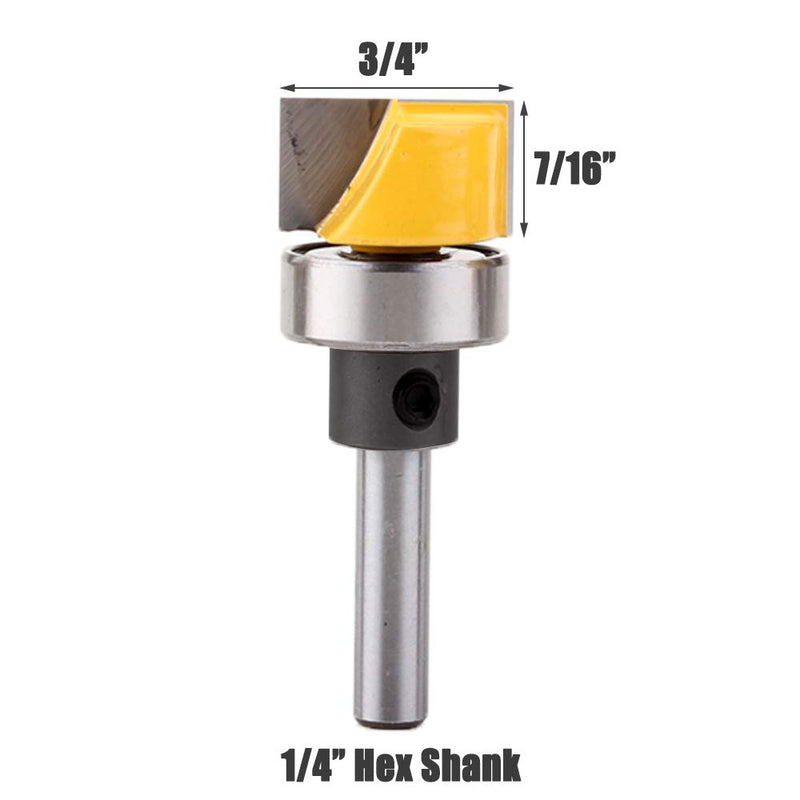 Yakamoz 1/4 Inch Shank Flush Trim Hinge Mortising Template Router Bit with Ball Bearing Woodworking Milling Cutter Tool - NewNest Australia