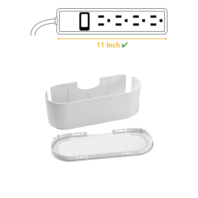 D-Line Cable Management Box, Cord Organizer Box to Hide & Conceal Power Strips, Desk Cable Management Solution, Made from Electrically Safe ABS Material - 12.75" (L) x 5" (W) 4.5" (H) - White Small - NewNest Australia
