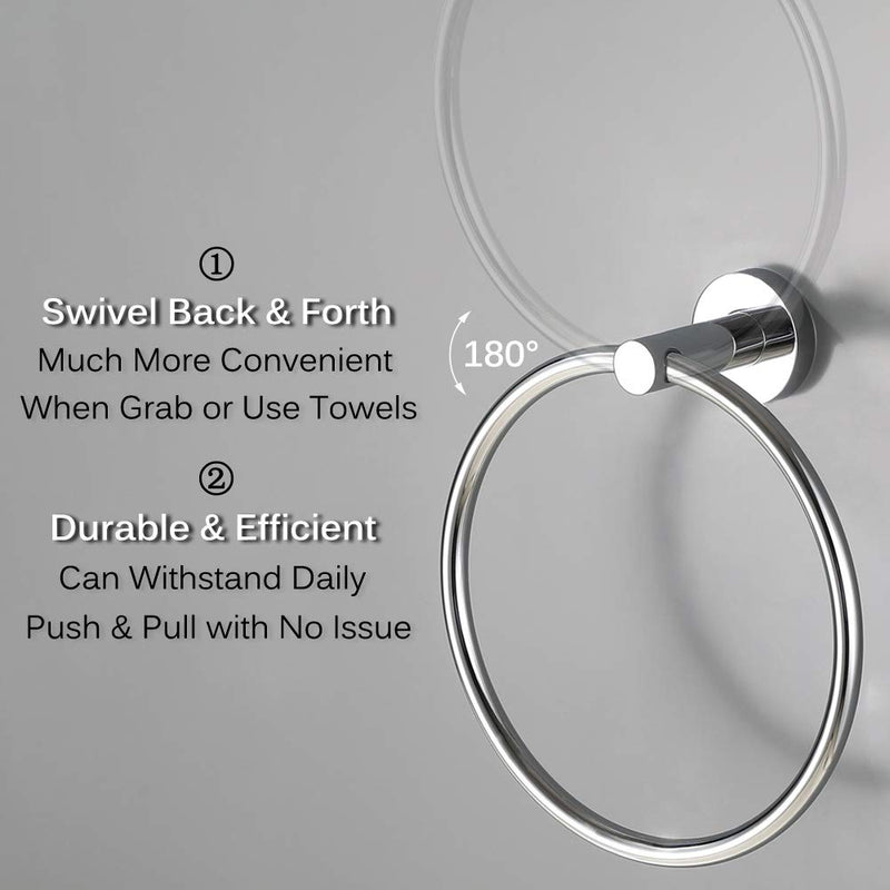 Hand Towel Ring, Angle Simple Stainless Steel Bathroom Towel Holder, Face Towel Hanger, Round Towel Ring Chrome, Wall Mount - NewNest Australia