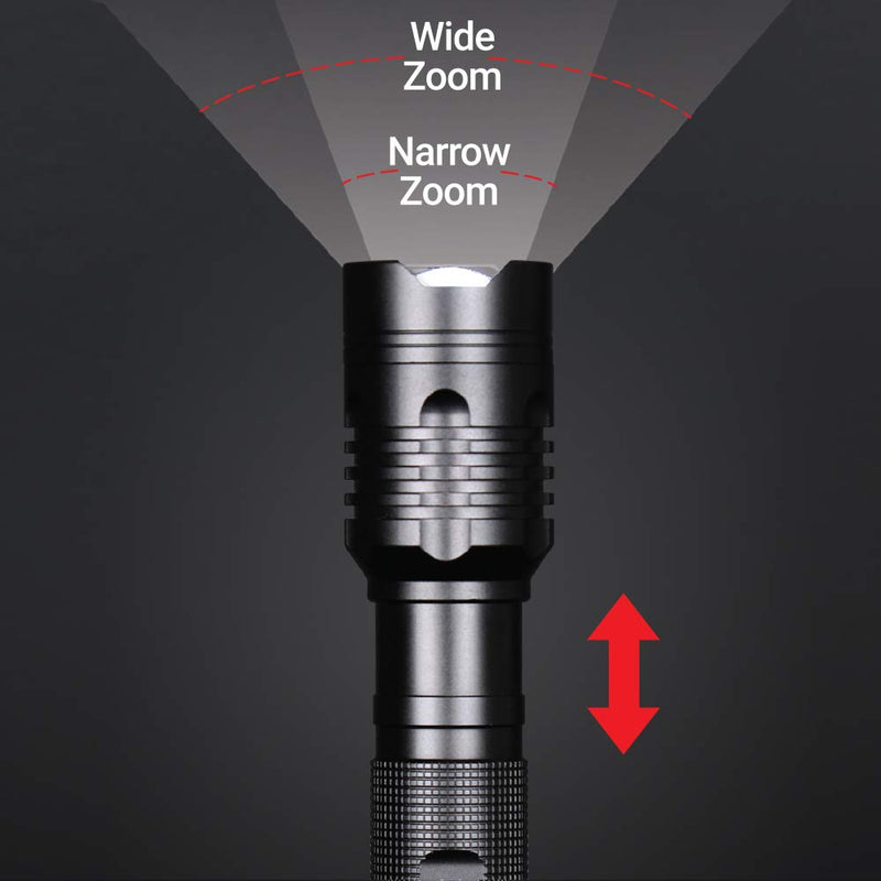 Feit Electric FL1000 Ultra Bright 1000/260 Lumens 3-Cell C, Zoomable Strike Bezel LED Tactical Flashlight, 8.1" L x 1.6" D, Black 1000 lumens - NewNest Australia