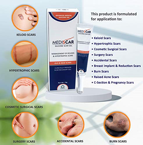 MediScar Silicone Scar Gel 15g – Keloid Scar Treatment – Hypertrophic Scar Removal Gel- Scar Removal for Face, Body, Stretch Marks, C-Sections, Surgical Marks, Acne – Old and New Scars - NewNest Australia