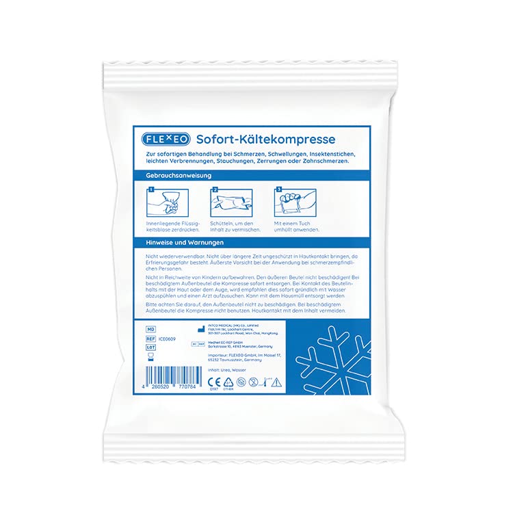 10 x FLEXEO Instant Cold Compress 15 x 17 cm Large Instant Cold Compress Cold Instant Ice Bag Cold Compress Cooling Compress Instant Ice Bag Disposable Cooling Compress Cool Packs Quick Pack of 10 L (15 x 17 cm) - NewNest Australia