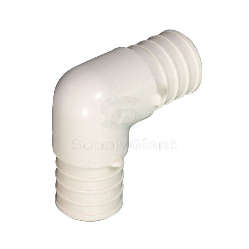 Supply Giant QQMO0012-5 Plastic PEX Poly Alloy 90 Degree Elbow Barb Pipe Fitting, 1/2'', White, 5 Pack - NewNest Australia