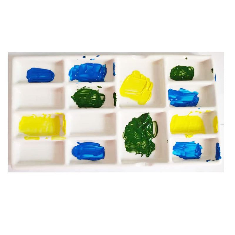 Gemerglity 14 Wells Ceramic Artist Paint Palette - 8 Inch Porcelain Watercolor Painting Palette Ceramic Mixing Tray for Painters - NewNest Australia