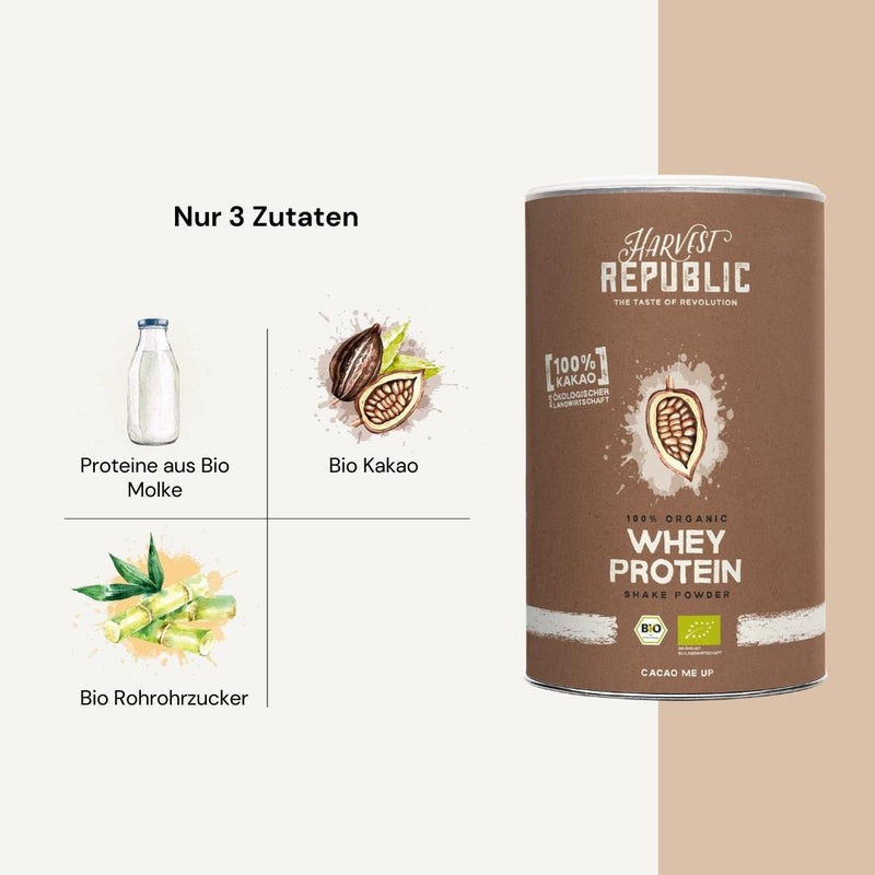 Harvest Republic Organic Whey Protein Smoothie Shake Powder 320 G, Protein For Muscle Building With Organic Fruits And Protein From Organic Whey, With Bcaas, Eaas, Minerals, Naturally Without Additives (Cocoa) - NewNest Australia