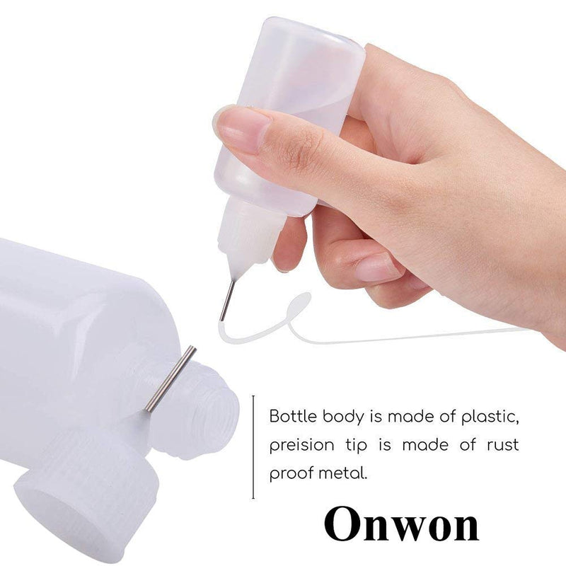 Onwon 10 Pieces Precision Needle Tip Glue Bottle Applicator 1 Ounce/ 30 ml Empty Applicator Glue Oiler Squeeze Bottle for Paper Quilling DIY Craft - NewNest Australia