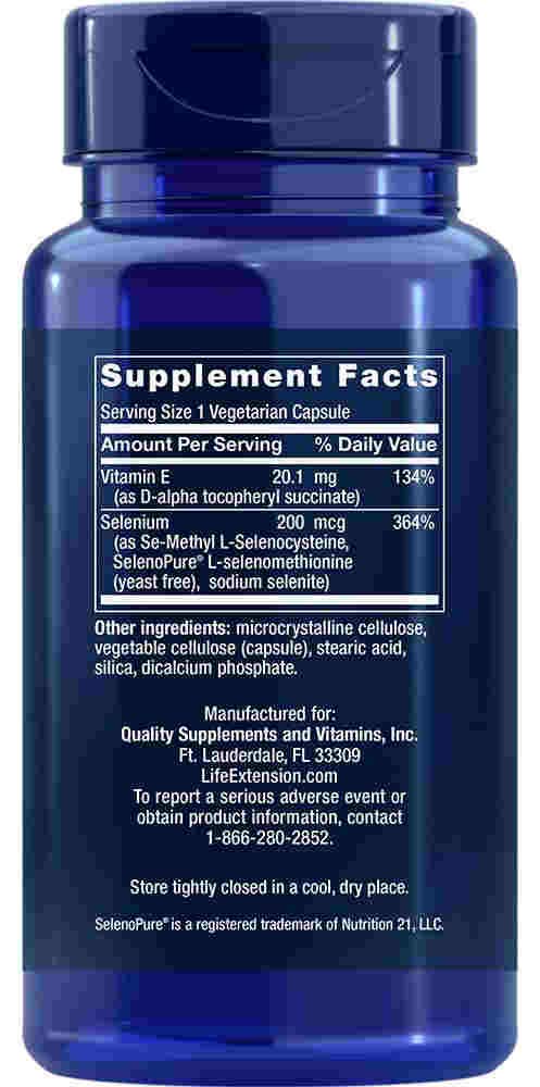Life Extension Super Selenium Complex 200 mcg & Vitamin E, 2 Pack (2x100 Vegetarian Capsules) - NewNest Australia