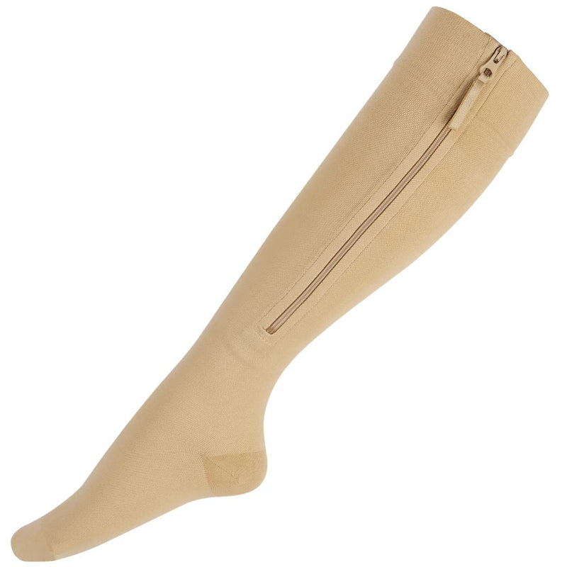 Ailaka Compression Stockings With Zipper For Women Men, 20-30 Mmhg Medical Class 2 Compression Socks Support Stockings With Zipper For Varicose Veins, Edema, Recovery, Pregnant Women X-Large (1 Pair) Bejge - NewNest Australia