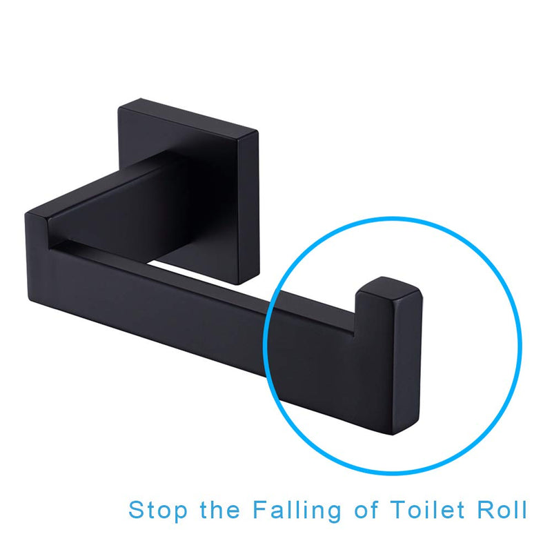 TASTOS Toilet Paper Holder Matte Black, Toilet Tissue Roll Holders Dispenser and Hangers Wall Mounted for Bathroom & Kitchen, Stainless Steel Modern Square Style Square Size - NewNest Australia