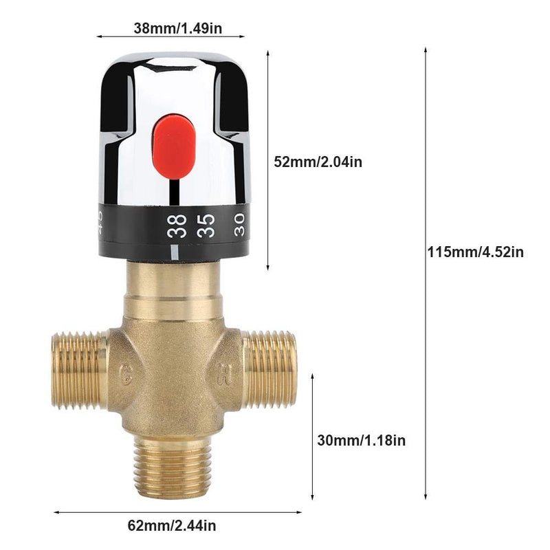 Thermostatic Mixing Valve, Solid Brass Water Temperature Control Pipe Thermostat Control with Plastic Handle for Shower System - NewNest Australia