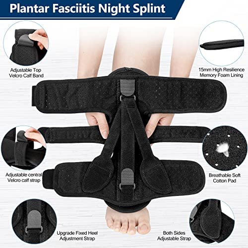 Upgrade Plantar Fasciitis Night Splint, Plantar Fasciitis Relief Brace, 3 Adjustable Straps Plantar Fasciitis Night Splint Relief Plantar Fasciitis, Foot Drop, Achilles Tendonitis, Day & Night, Black - NewNest Australia