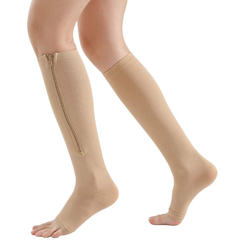 Yushow 3 Pairs Of Compression Stockings Women Men Support Socks With Zip 15-20 Mmhg Medical Compression Socks Open Toe Compression Socks For Oedema, Sports, Running - NewNest Australia