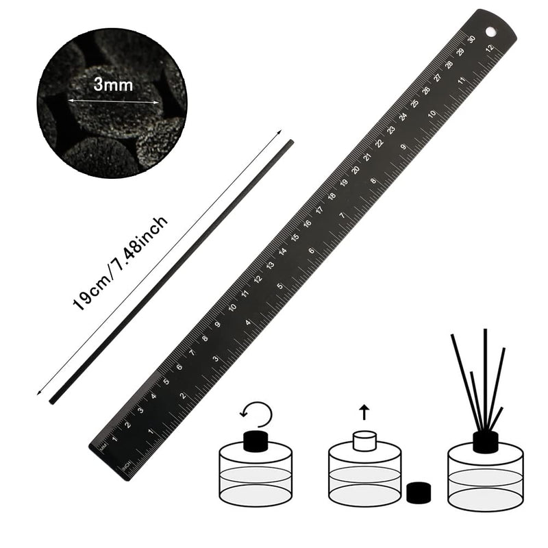 Pack of 100 Rattan Sticks for Room Fragrance, 19cm x 3mm Diffuser Sticks Rattan Reed Fiber, Aroma Diffuser Sticks for Essential Oils in Home Office Hotel Spa (Black) Black - NewNest Australia