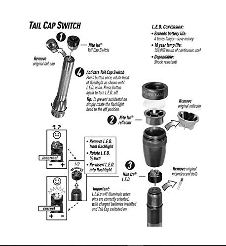 Nite Ize LED Flashlight Upgrade, Fits AA Mini Maglite, Upgrades Bulb To 30 Lumen LED - NewNest Australia