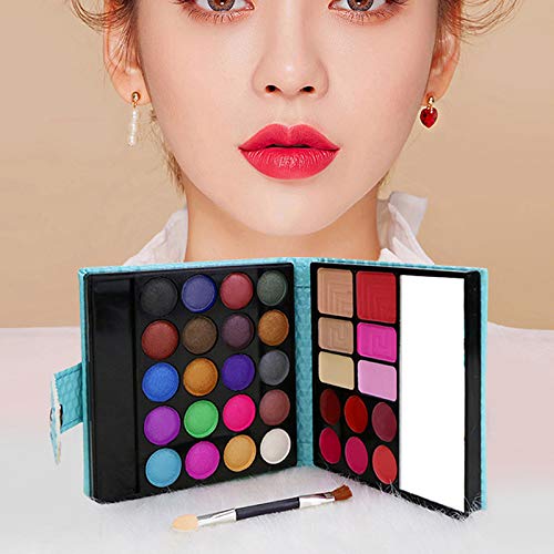 RoseFlower 32 Colors Eye Shadow Palette Matt Shimmer Professional Waterproof Long Lasting Non-smudge High-pigmented Eye Shadow Blusher Lip Gloss Contour makeup palette Cosmetic Kit#Blue #Blue case - NewNest Australia