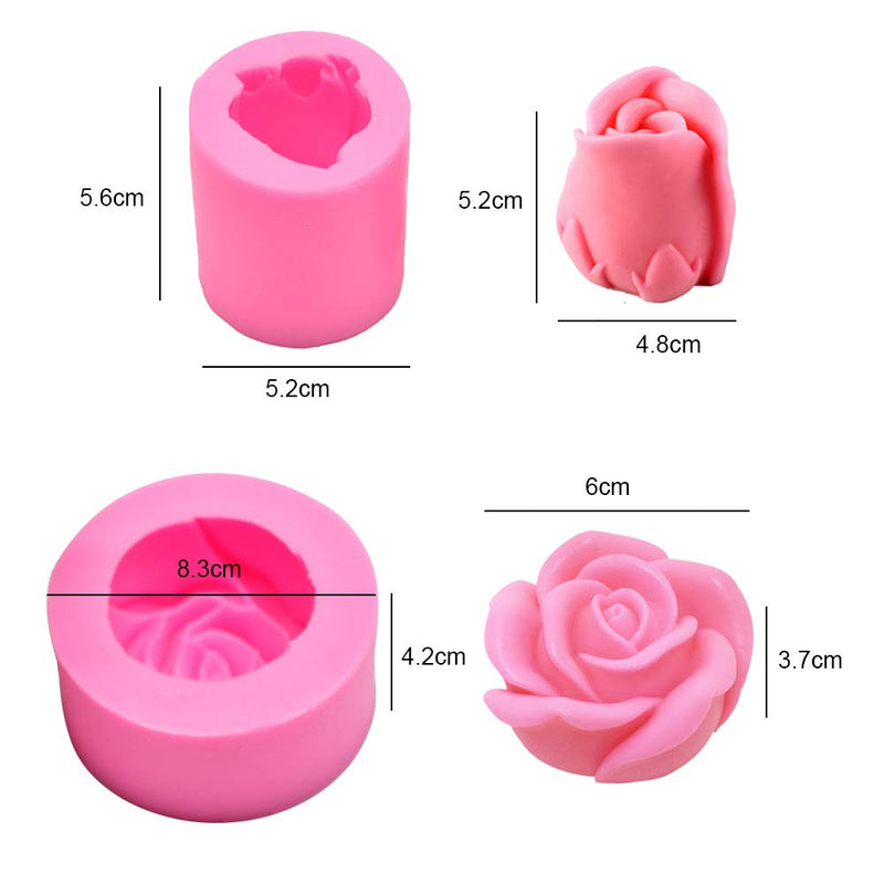 2Pcs/Set 3D Rose Flower Candle Molds, Rose Shaped Craft Art Silicone Mold for Fondant Cake Decoration Making Beeswax Candle Handmade Soap Lotion Bar Crayon Wax Plaster - NewNest Australia