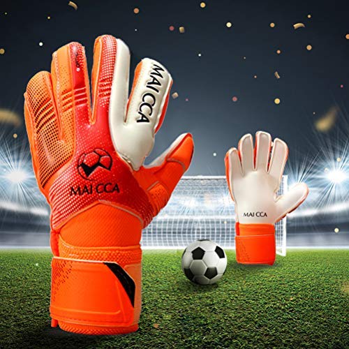 Haploon Adult & Youth Goalie Goalkeeper Gloves Professional Goalkeeper Gloves,Soccer Football Training Goalkeeper Secure Gloves with Finger Protector-Carry Tote Included Orange 7# - NewNest Australia