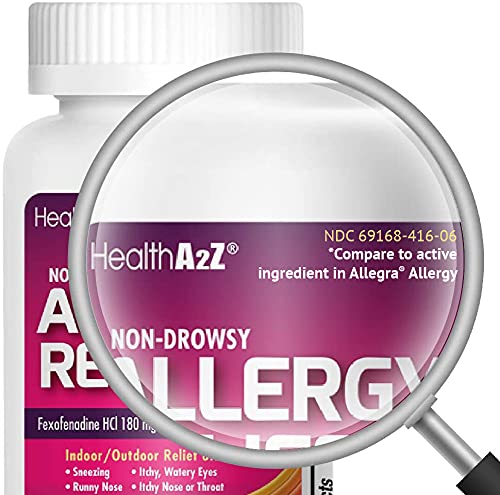 HealthA2Z Fexofenadine Hydrochloride 180mg, Antihistamine for Allergy Relief ,Non-Drowsy,24-Hour, 120 Count Coated Caplets,Compare to Allegra Active Ingredient - NewNest Australia
