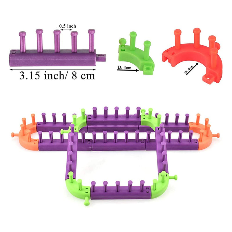 Katech Adjustable Knitting Looms Kits Flexible Creative Knitting Loom Set Plastic Weaving Loom Kit with a Hook and a Needle, DIY Yarn Knitting Tool for Making Socks, Scarf, Shawl, Hats, Leg Warmers - NewNest Australia