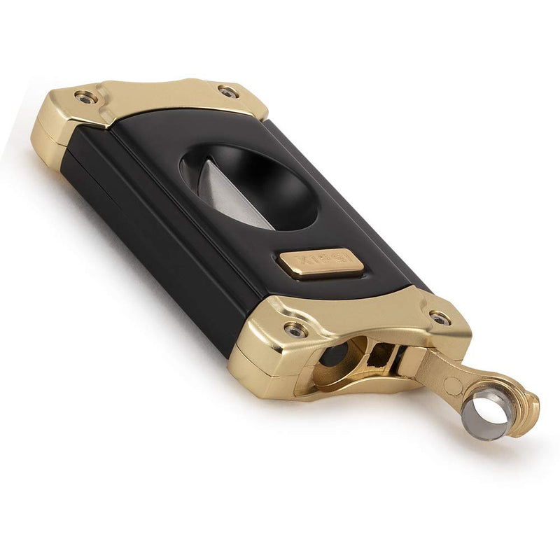 XIFEI Cigar Cutter, Stainless Steel V-Cut Cigar Cutter Built-in Cigar Puncher (Black Gold-1) Black Gold-1 - NewNest Australia