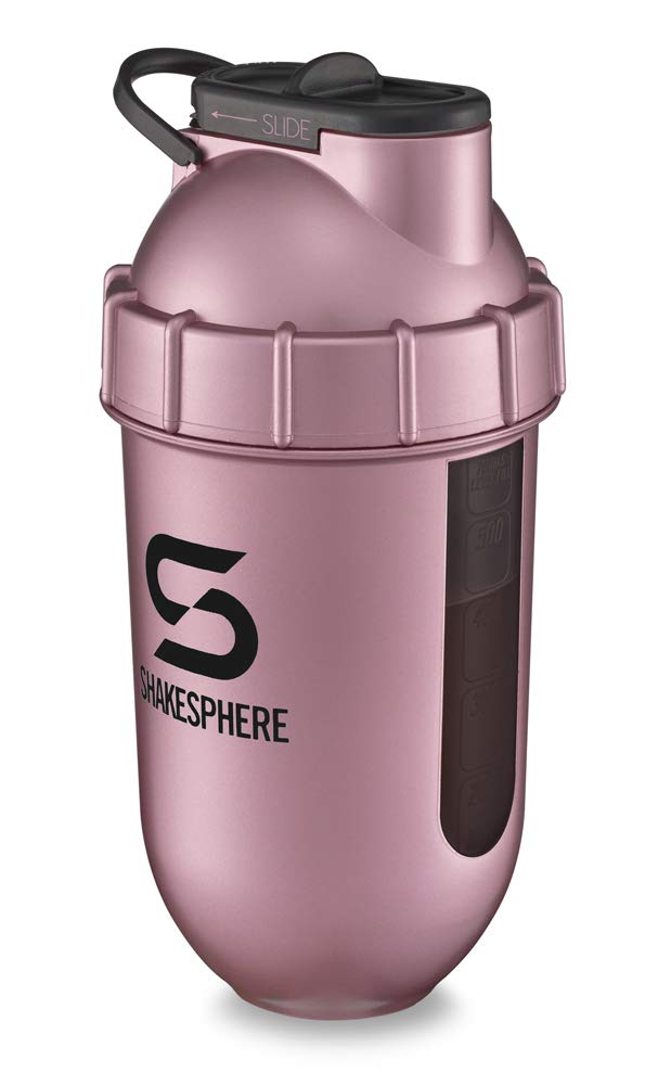 ShakeSphere Tumbler View: Protein Shaker Bottle with Side Window 24oz ● Capsule Shape Mixing ● Easy Clean Up ● No Blending Ball Needed ● BPA Free ● Mix & Drink Shakes, Smoothies, More(Rose Gold) Rose Gold - Black Window - NewNest Australia