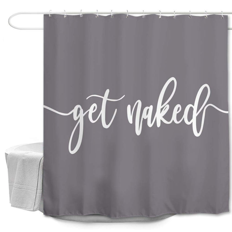 Eleroye Shower Curtain Funny Cute Get Naked Fashionable Grey Background White Words Water Soap Resistant Machine Washable Fabric Bathroom Decor Set with Hook Bath Curtain 72 x 72 inches 72"W x 72"L - NewNest Australia