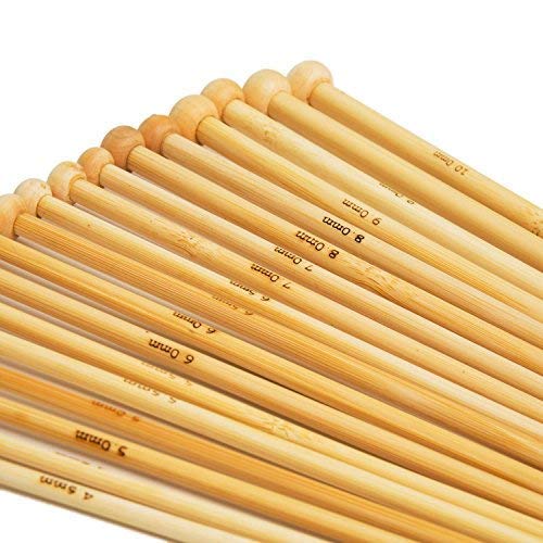 36PCS Bamboo Knitting Needles Set, BetyBedy Single Pointed Knitting Needles, 9 Inches Length Knitting Crochet Supplies for Beginners Handmade (18 Sizes from 2.0mm-10.0mm) - NewNest Australia