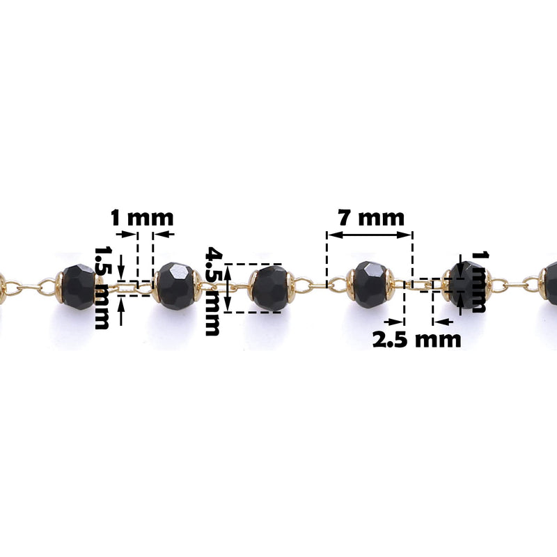 6.56 Feet Mixcolor Link Chains 2 Meter Handmade Gold Plated Beaded Brass Chains for Choker Necklace Bracelet Earrings Eyeglass Chain Jewelry Making (PN-1047-Black) PN-1046-Black - NewNest Australia