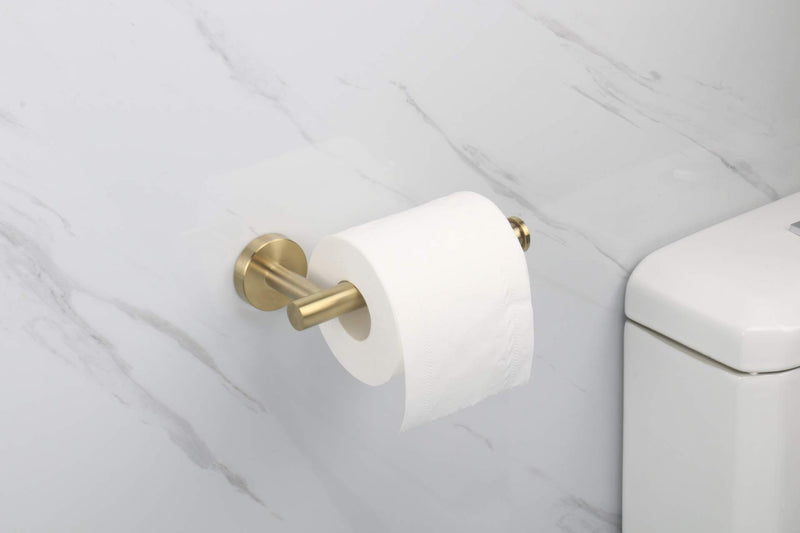 TocTen Toilet Paper Holder-Toilet Paper Roll Holder Wall Mounted for Bathroom with 2 Razor Holders, Thicken Stainless Steel Drilling Tissue Paper Dispenser for Toilet, Kitchen Office (Brushed Gold) Brushed Gold - NewNest Australia