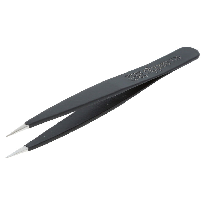 Nippes Solingen 729 Tweezers With Narrow Fine Tip | Stainless Steel | Black | 9.5Cm Length | Tweezers Eyebrow Plucking | Tweezers Pointed | For Precise Hair Removal - NewNest Australia