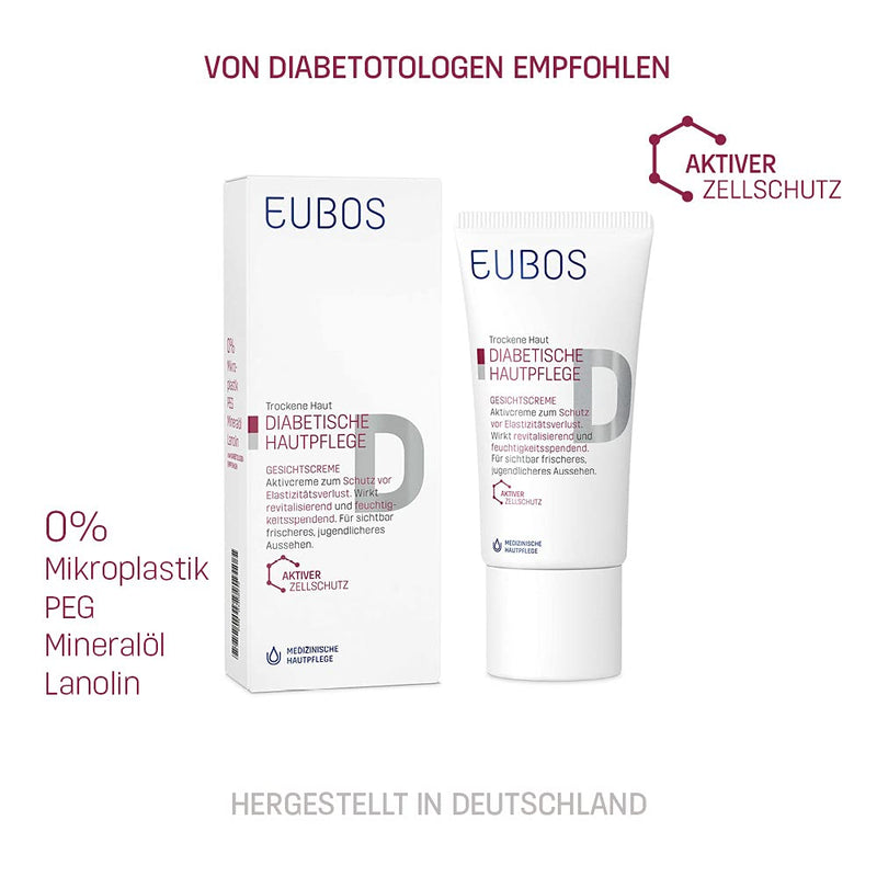 Eubos | DIABETIC SKIN CARE Face Cream | 50ml | for dry and sensitive skin | without mineral oil | Protection against loss of elasticity | For daily facial care facial cream 50 ml - NewNest Australia