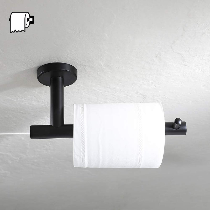 NewNest Australia - JQK Black Toilet Paper Holder, 5 Inch 304 Stainless Steel Tissue Paper Dispenser, Matte Black Wall Mount, TPH100-PB 1 