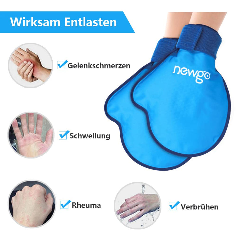 NEWGO Cooling Gloves Chemotherapy Pack of 2 Gel Gloves Cooling Pads Cold Warm Compress for Wrist, Hand, Fingers Chemo and Rheumatism Cooling Gloves Blue - NewNest Australia