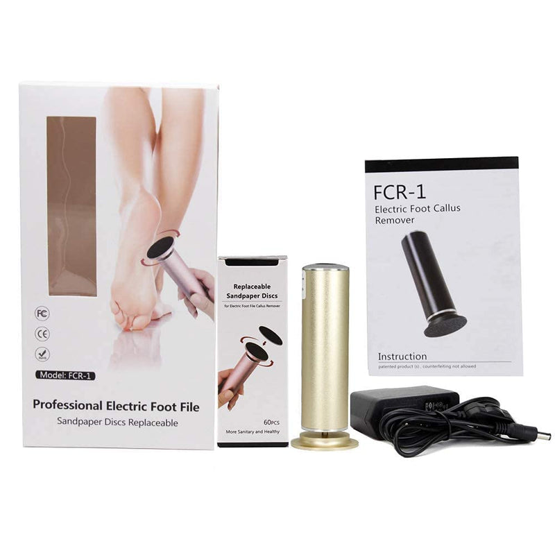 Electric Callus Remover (Adjustable Speed) with 60pcs Replacement Sandpaper Disks, Powerful Electric Hard Skin Remover Pedicure Foot File Sander Women Men Use (Gold) Gold Electronic Foot File - NewNest Australia