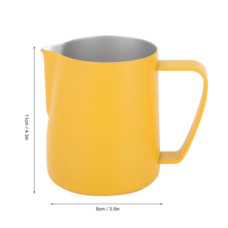 Coffee Pitcher, Stainless Steel Milk Frothing Cup Jug Pitcher Latte Art for Home Coffee Shop Use 600ml (Yellow) - NewNest Australia