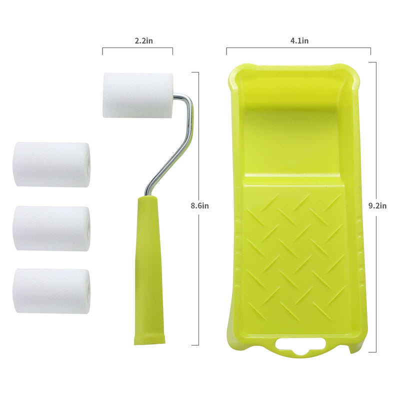 Paint Roller 2 Inch,High-Density Foam Roller with Frame,Tray,Mini Paint Roller Refills, Small Sponge Roller Painting Supplies for Smaller DIY Stenciling Projects(Pack of 6) - NewNest Australia
