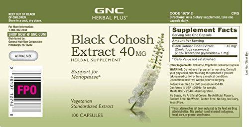 GNC Herbal Plus Black Cohosh Extract 40mg, 100 Capsules, Support for Menopause - NewNest Australia