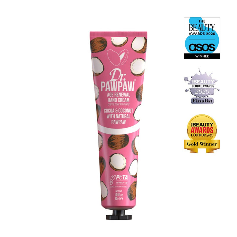 Dr. PAWPAW Age Renewal Hand Cream Cocoa & Coconut 30ml - Multi-Purpose Cream, PawPaw Hand Cream, Vegan Hand Cream, Natural Hand Cream, Natural Beauty, Vegan Beauty - NewNest Australia