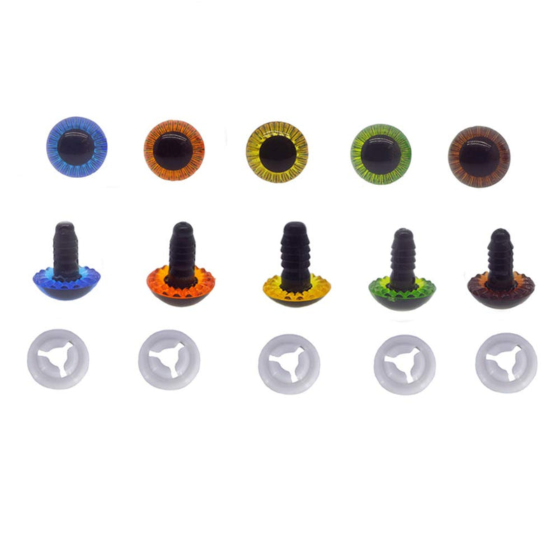 ARTCXC 50Pcs 15mm 5Colors Plastic Safety Eyes Craft Eyes with Washers for Doll, Puppet, Plush Animal DIY Making - NewNest Australia