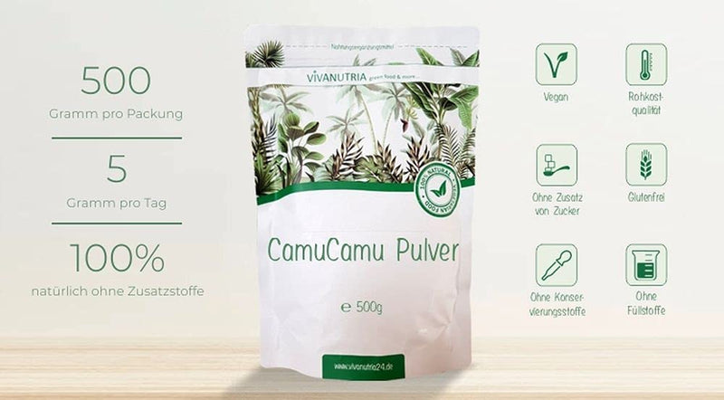 VivaNutria Camu Camu powder 500g I Camu Camu vitamin C powder high dosage I Camu-Camu as a superfood powder for smoothies shakes cereal topping and much more. I natural vitamin CI vegan 500 g (pack of 1) - NewNest Australia