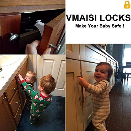 16 Pack Child Safety Magnetic Cabinet Locks - Vmaisi Children Proof Cupboard Baby Locks Latches - Adhesive for Cabinets & Drawers and Screws Fixed for Durable Protection - NewNest Australia