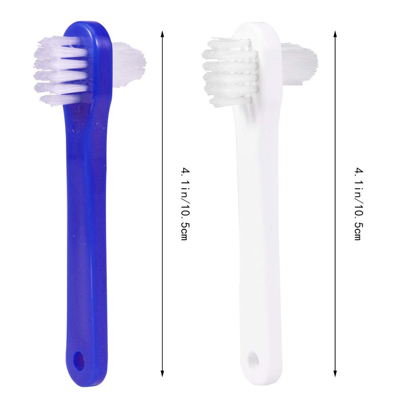 SUPVOX 2PCS false teeth brushes two-side t-shape denture toothbrush (white+blue) - NewNest Australia