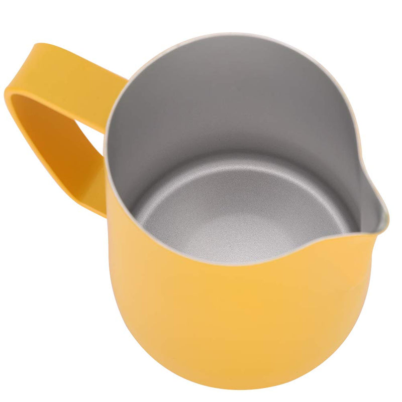 Omabeta Coffee Pitcher Frothing Cup Coffee Art Making Milk Frothing Cup Milk Frothing Pitcher Jug Coffee Latte 600ml Stainless Steel Espresso Pull Flower Cup for Home Coffee Shop Use(yellow) Yellow - NewNest Australia