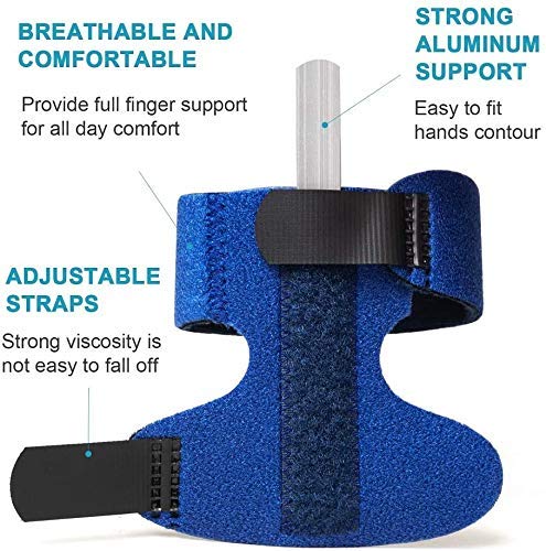 Sumifun Finger Splints for Left Hand, Finger Brace with Built-in Aluminium Bar for Trigger Finger, Mallet Finger, Finger Supports with 2 Gel Sleeves for Sprains, Pain Relief, Sports Injury Left Hand - Blue - NewNest Australia