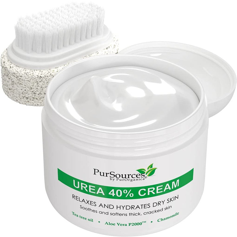 PurSources Urea 40% Foot Cream 4 oz - Best Callus Remover - Moisturizes & Rehydrates Thick, Cracked, Rough, Dead & Dry Skin - For Feet, Elbows and Hands + Free Pumice Stone - NewNest Australia