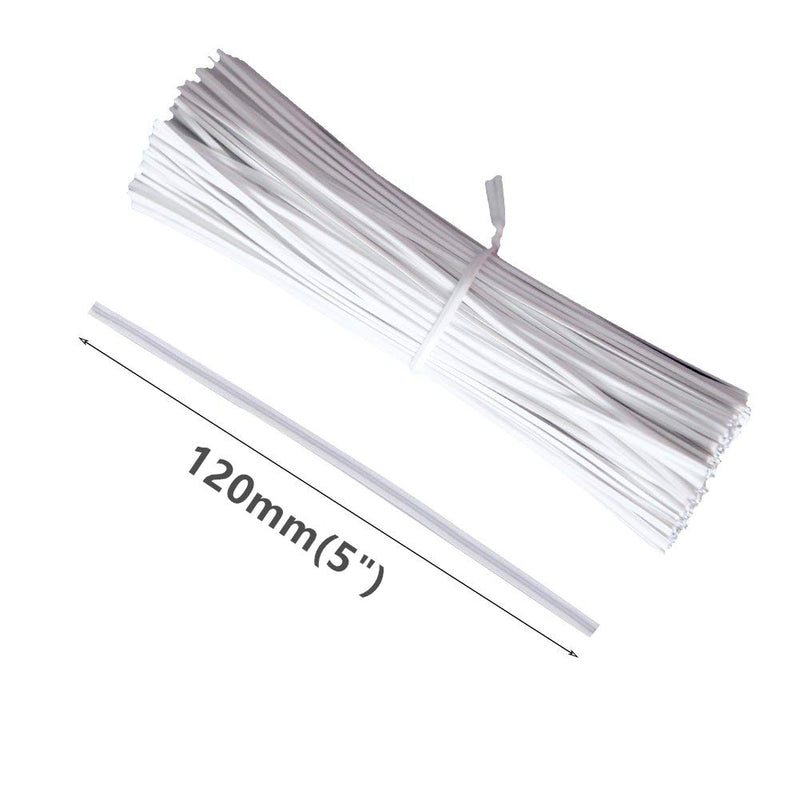 APUXON Paper Twist Ties Bread Ties for Party Cello Candy Bags Cake Pops - 200 PCS 5-inch - White 5inch - NewNest Australia